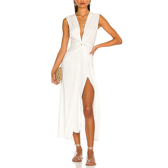 L*Space 'Down The Line'  White Deep V Neck Cover Up Size XS - Picture 1 of 4